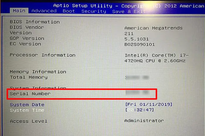 Mengetahui No Seri Laptop di BIOS