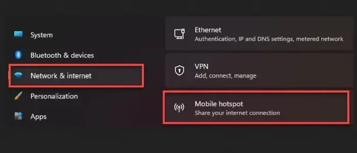 Aktifkan Mobile Hotspot