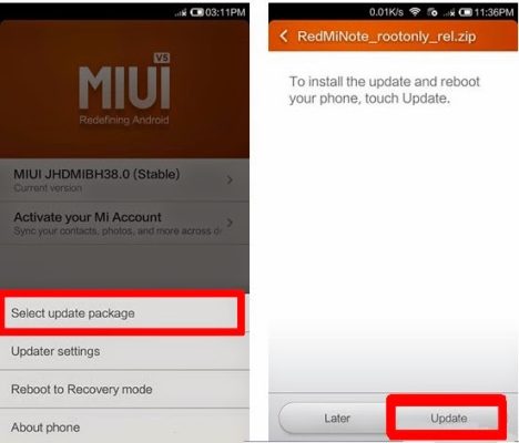 Gambar Tutorial Root Redmi Note 3G Lewat Menu Updater 1