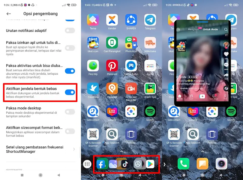 Jendela Mengambang Xiaomi Menggunakan Taskbar