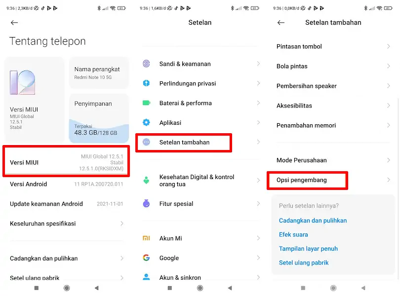 Mengaktifkan Opsi Pengembang Xiaomi