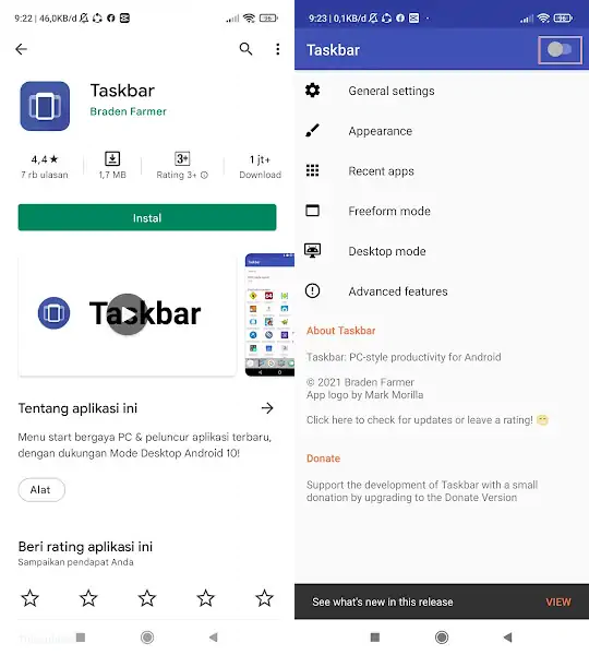 aplikasi Taskbar