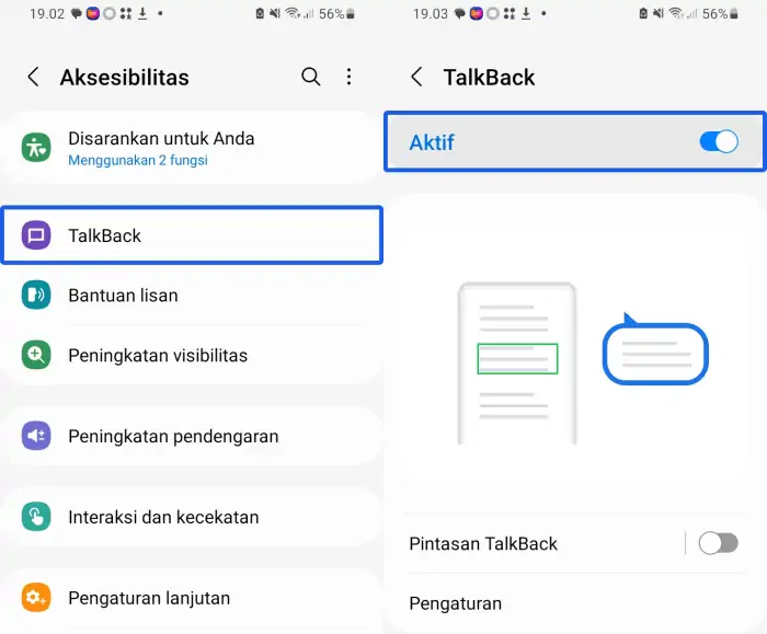 Nonaktifkan Talkback Samsung