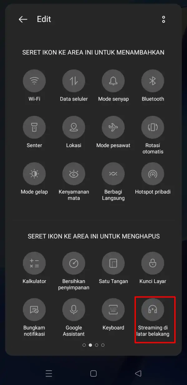 Menambahkan ikon Streaming di latar belakang